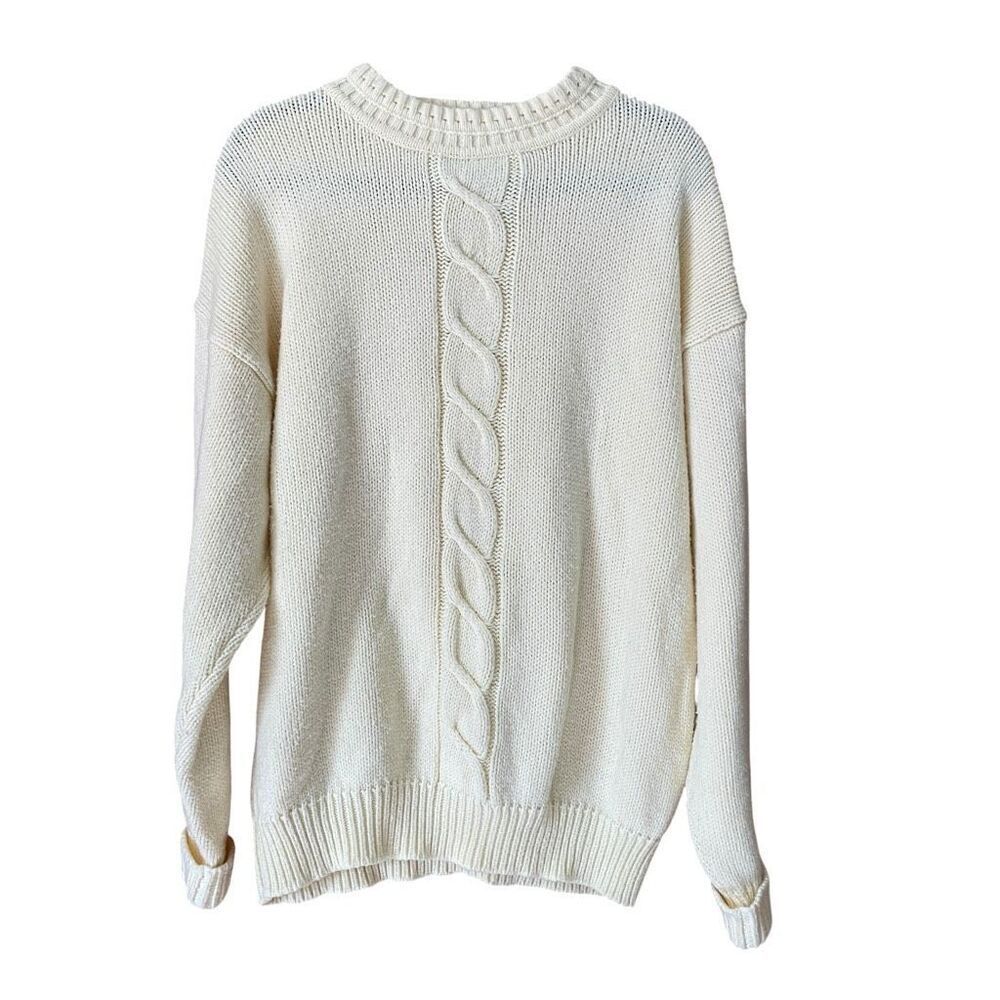 Vintage Cream White Cable Knit Fisherman’s Sweater